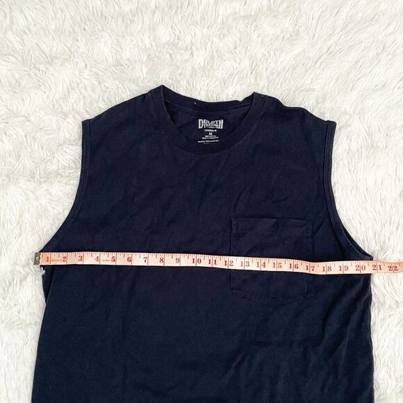 Men Duluth Trading Longtail Standard Fit Sleeveless Pocket Crew Navy Blue Large - Picture 2 of 7